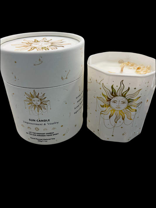 Sun Candle w/ Yellow Jade & Citrine