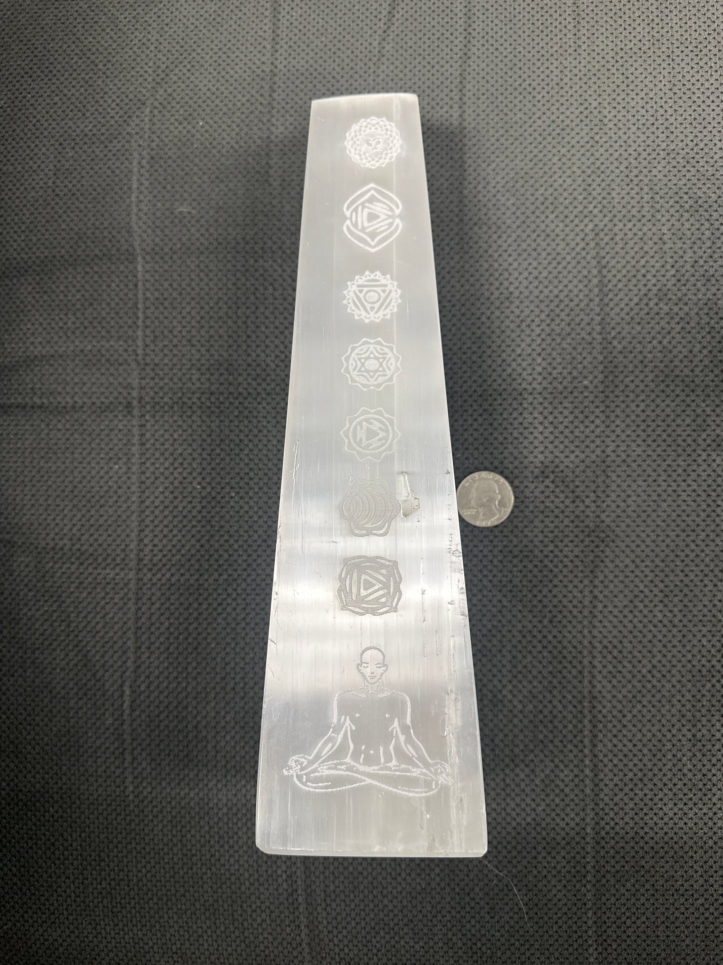 Chakra Engraved Selenite Lamp 30cm