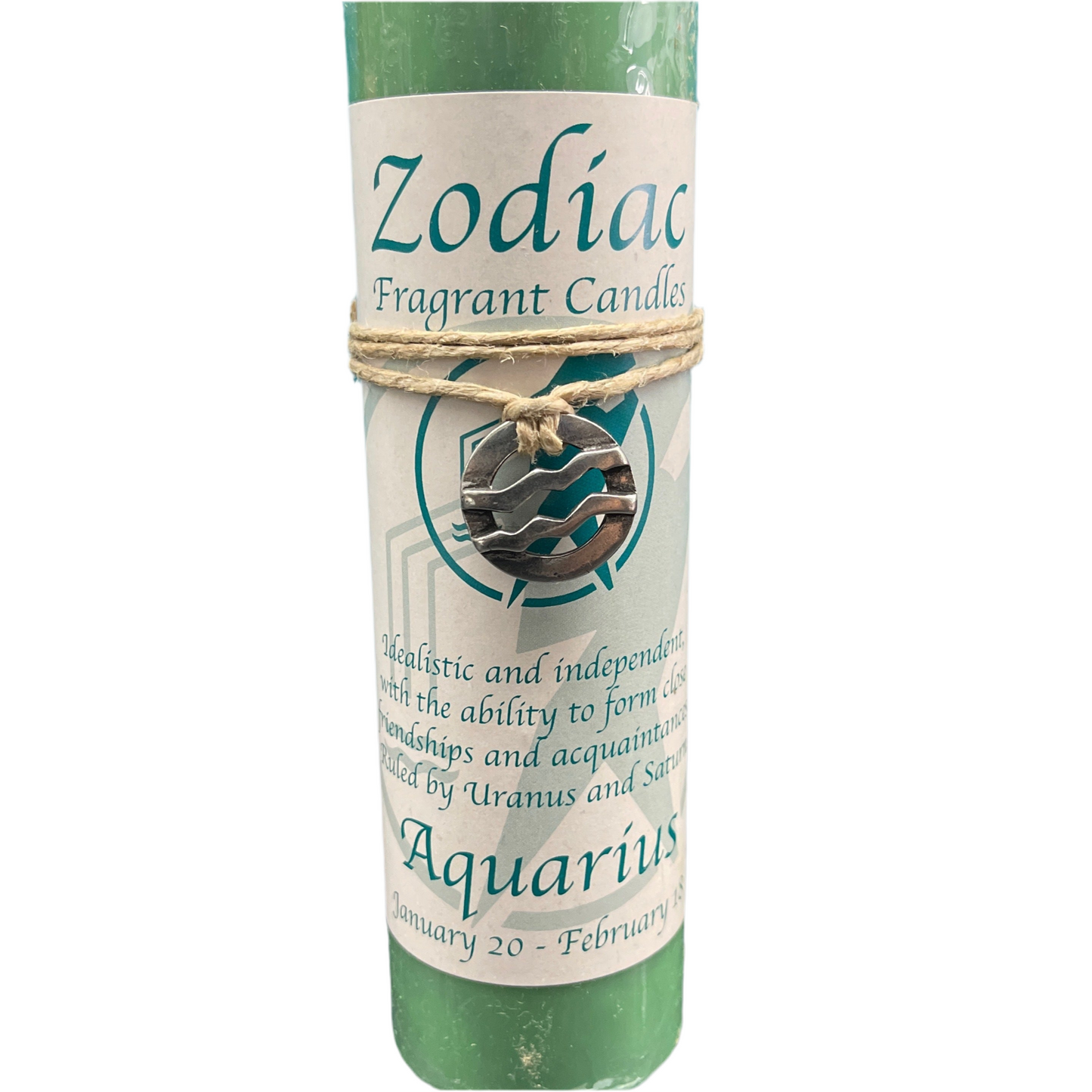 Zodiac Candle Aquarius Scented Candle / Pewter Pendant