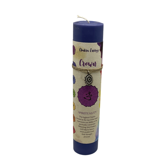 Crown Chakra Pillar Candle 7" W/charm