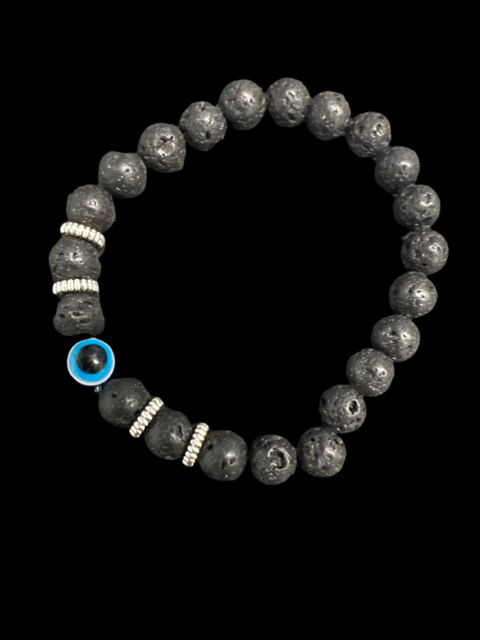 Evil Eye Lava Bead Bracelet