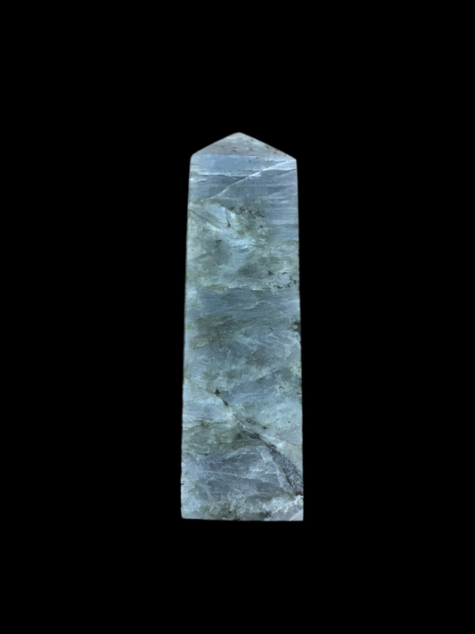 White Labradorite Obelisk 5”H