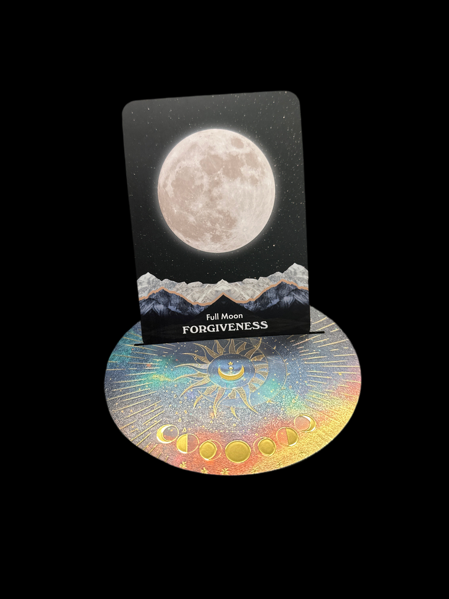 Wooden Crescent Tarot Card Holder