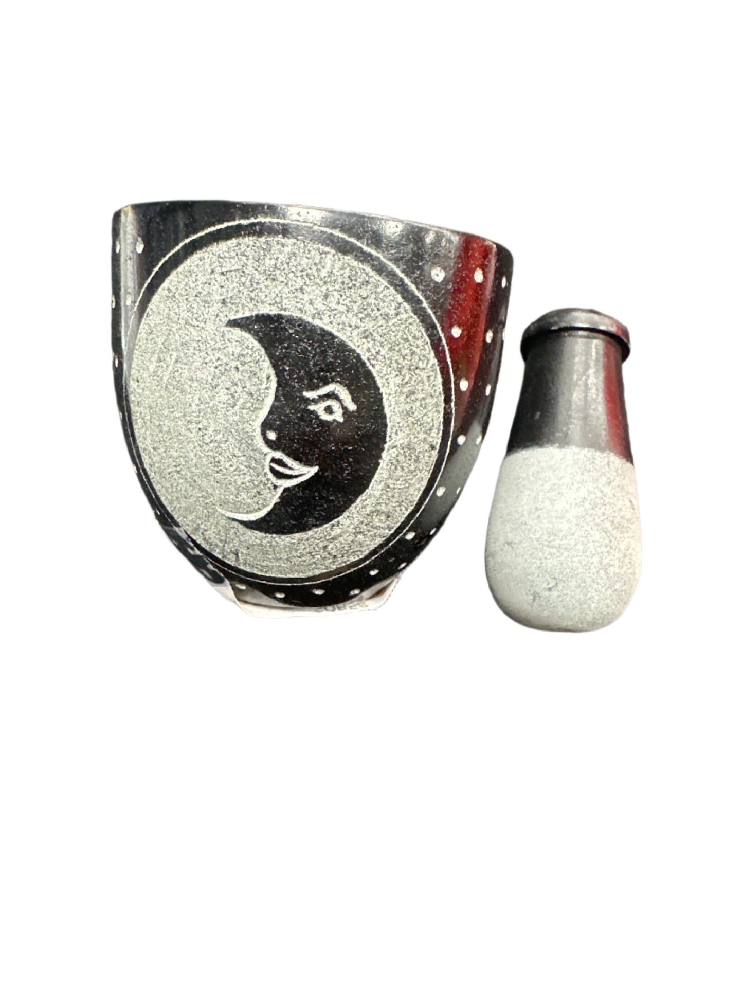 Moon soapstone carved Mortar & Pestle