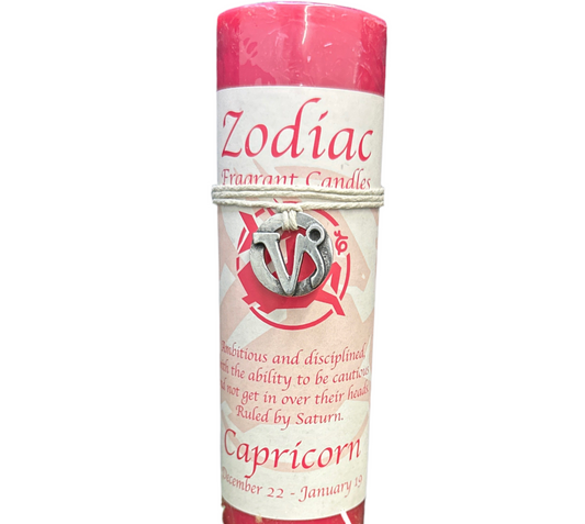 Zodiac Candle Capricorn Scented Candle / Pewter Pendant