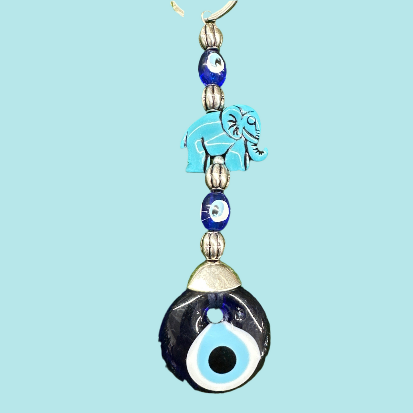 Elephant Evil Eye Keychain