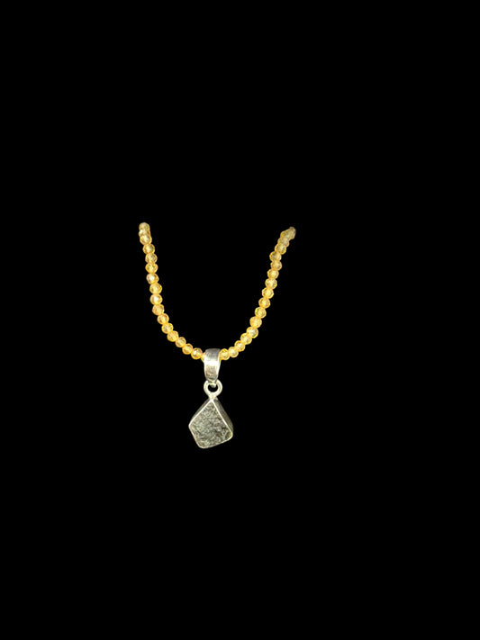 Moldavite & Citrine Necklace