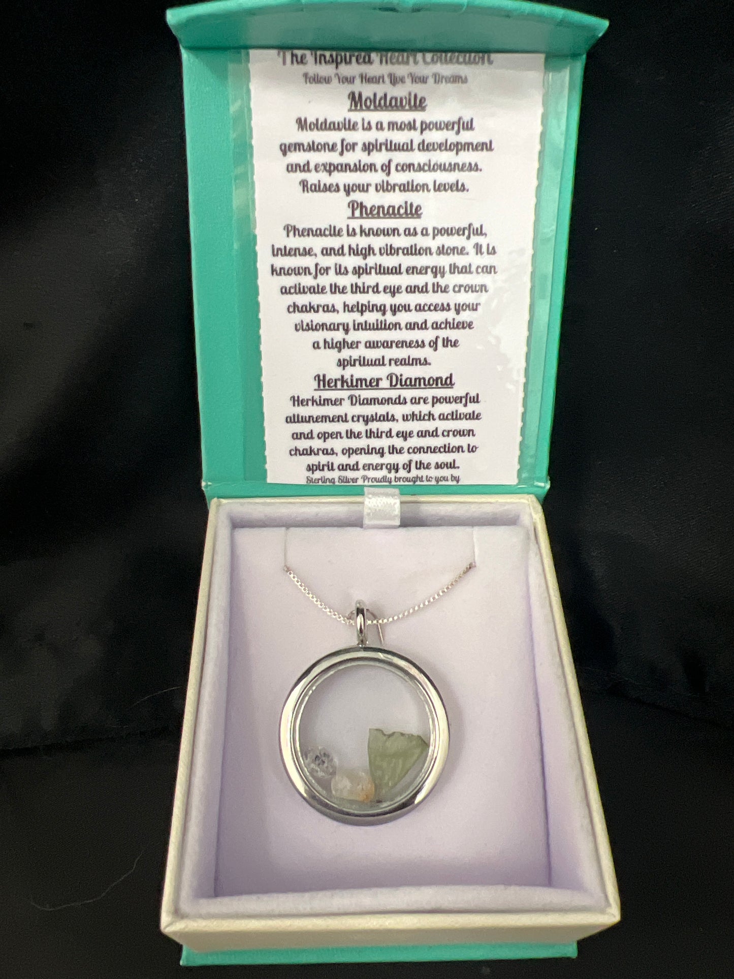 Moldavite, Phenacite & Herkimer Diamond Necklace