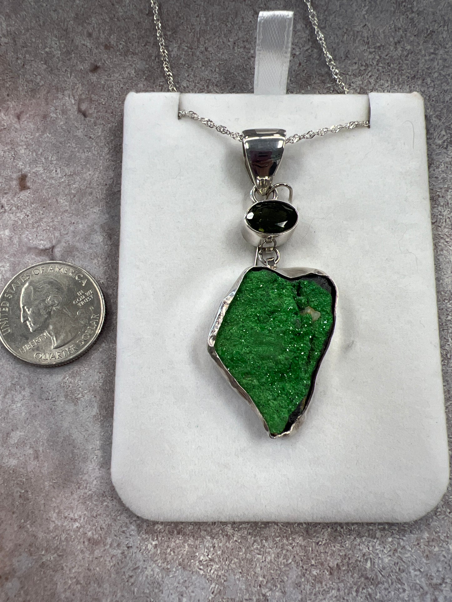 Uvarovite and Moldavite Necklace