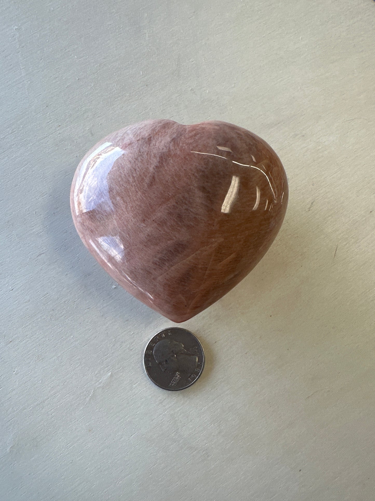 Peach Moonstone Heart