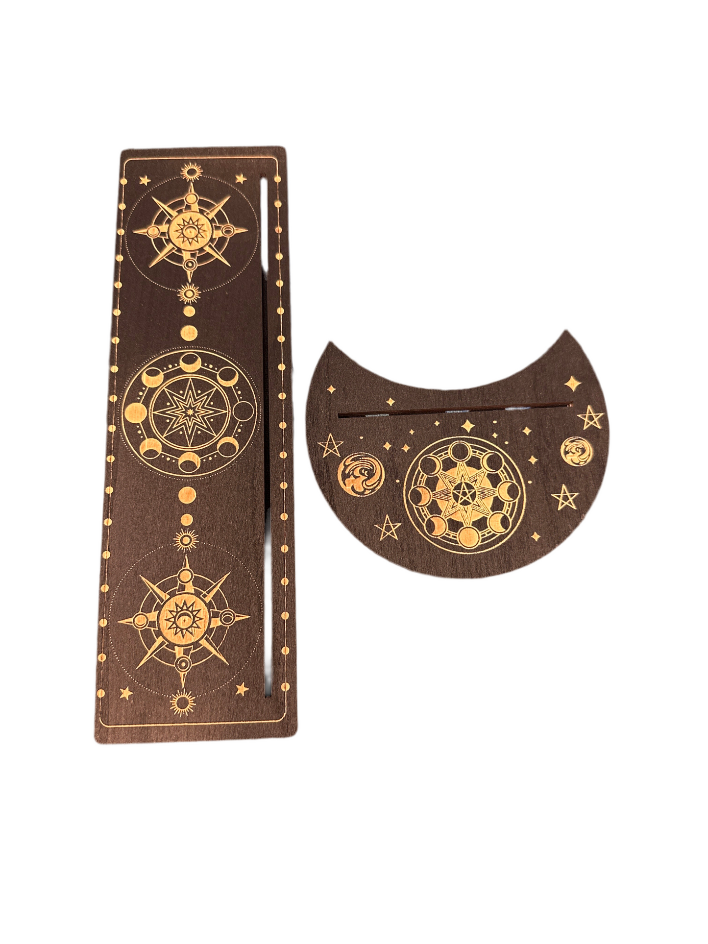 Wooden Crescent Tarot Card Holder