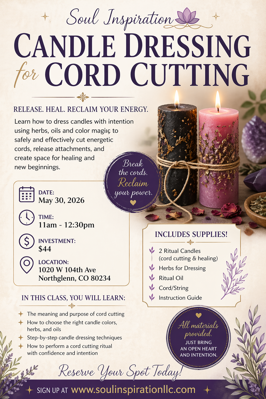 Candle Dressing & Cord Cutting Workshop