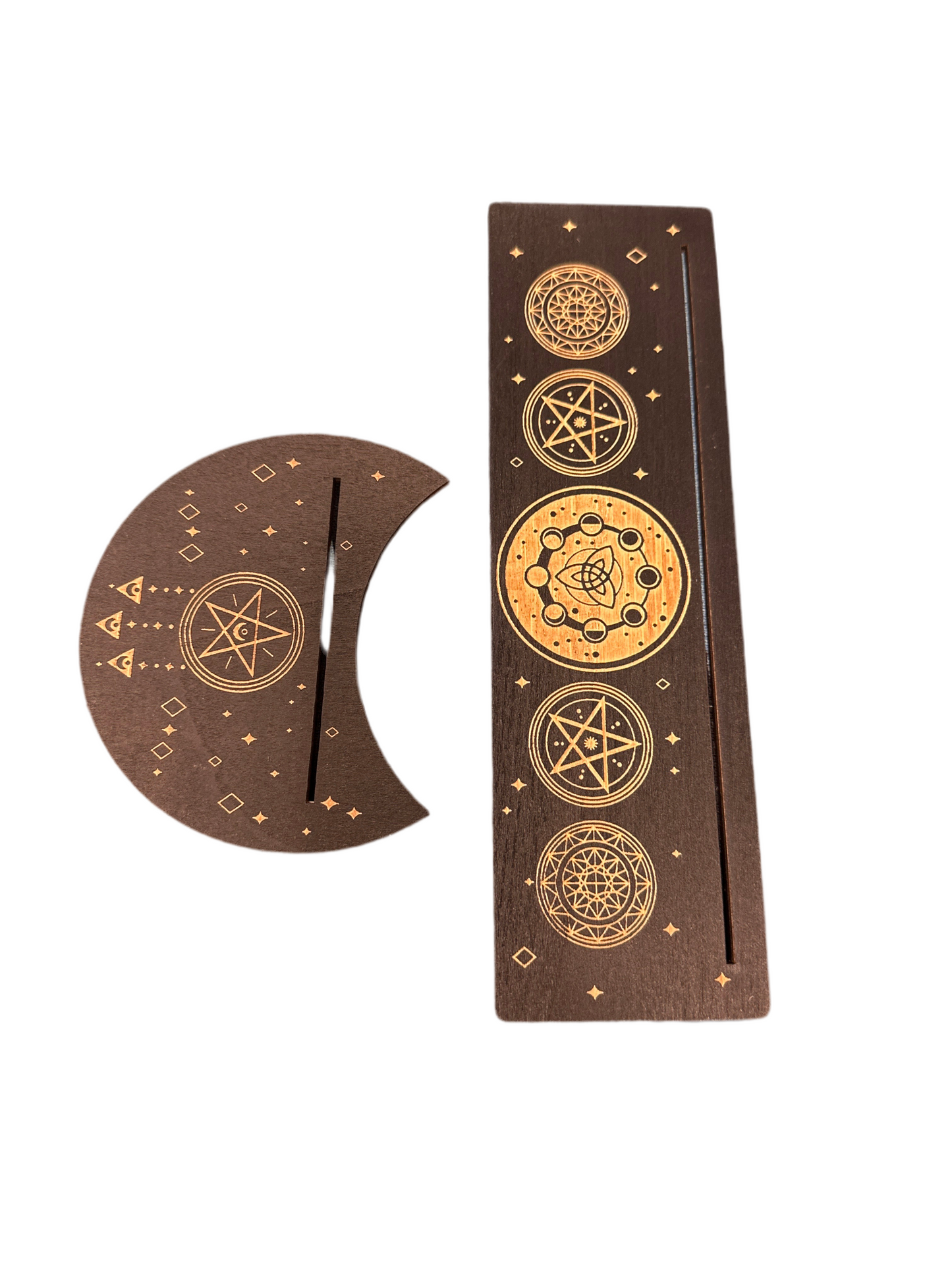 Wooden Crescent Tarot Card Holder