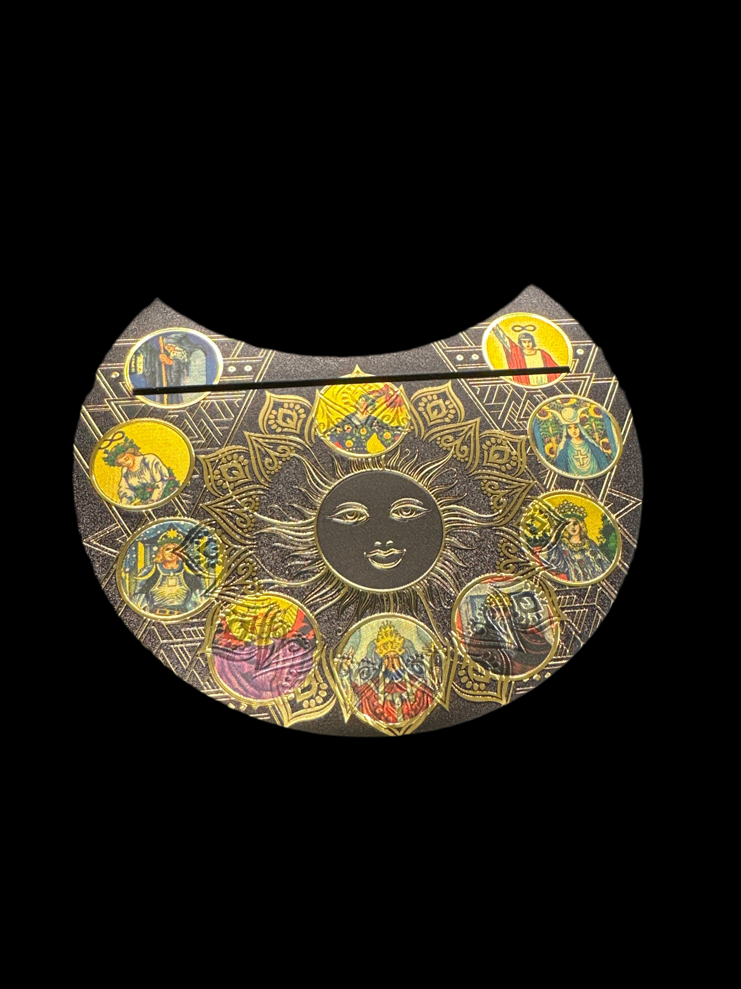 Wooden Crescent Tarot Card Holder