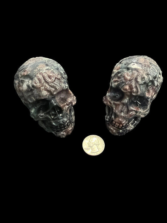 Garnet in matrix crystal skull