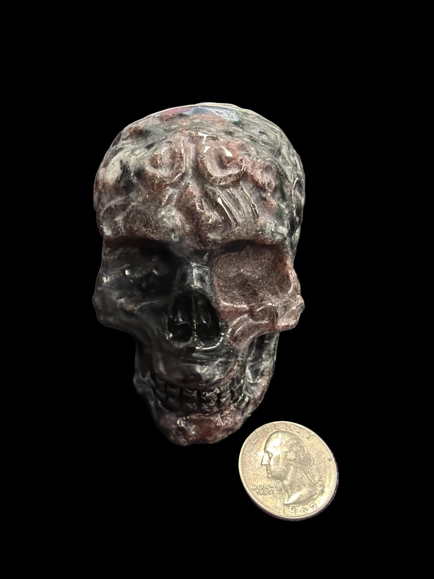 Garnet in matrix crystal skull