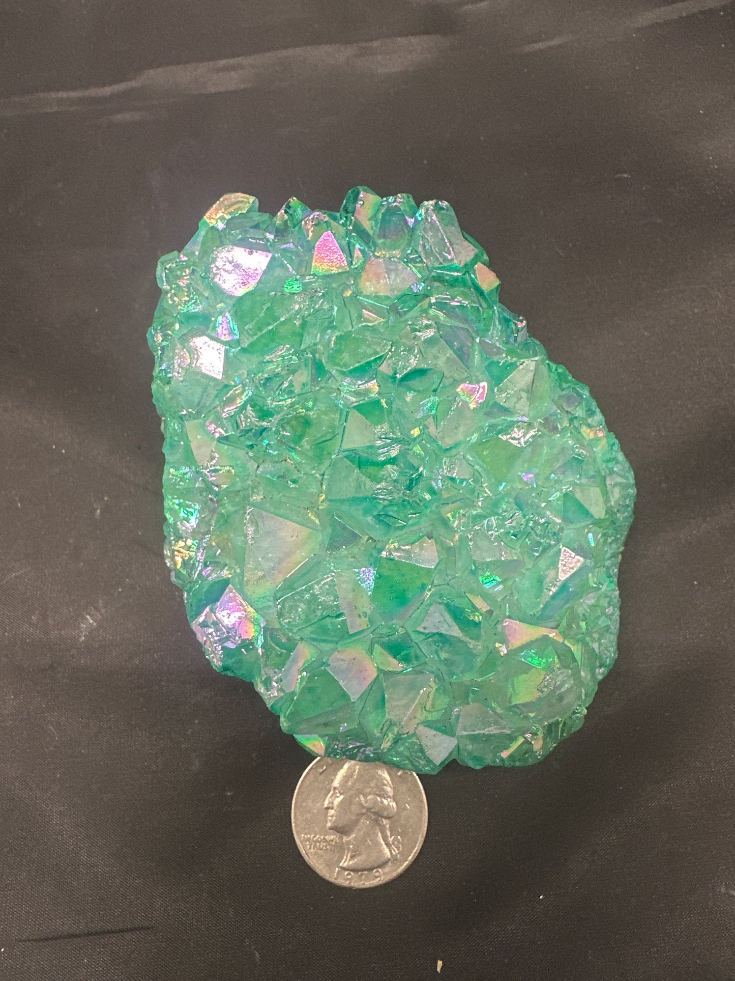 Aqua Apple Aura Quartz Cluster