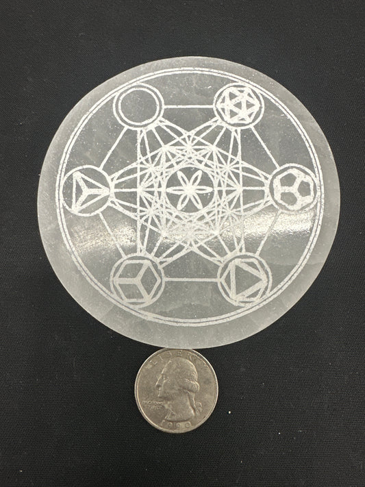 Selenite Plate - Metatron Cube