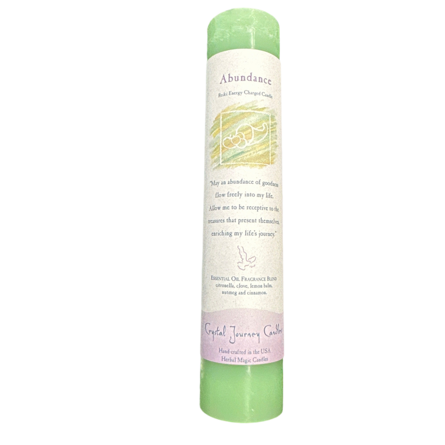 Reiki Herbal Pillar Candle: Abundance