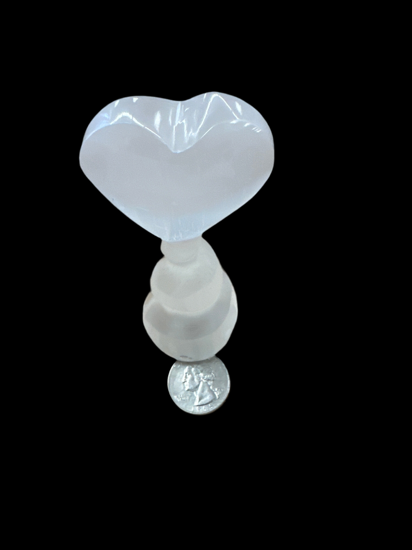 Selenite Heart on Spiral