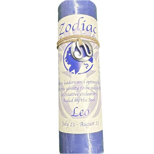 Zodiac Candle Leo Scented Candle / Pewter Pendant