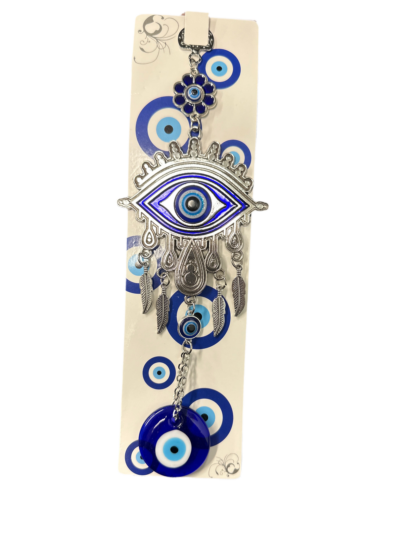 Evil Eye Door Hanger w/ Feathers 9’