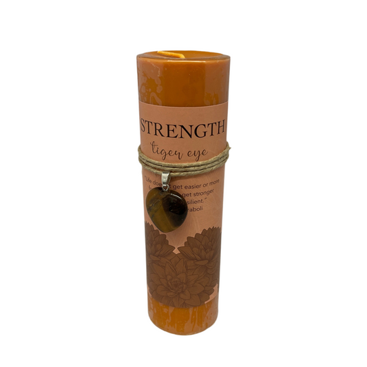 Strength Crystal Heart Candle Tiger Eye