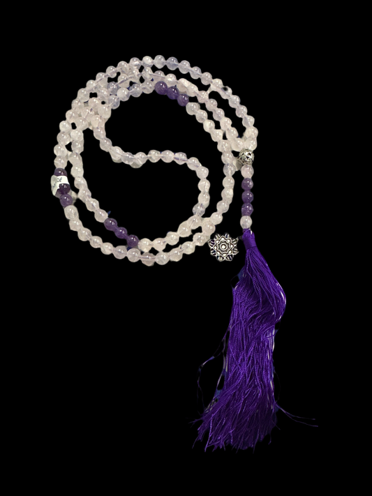 Rose Quartz & Amethyst Lotus Mala