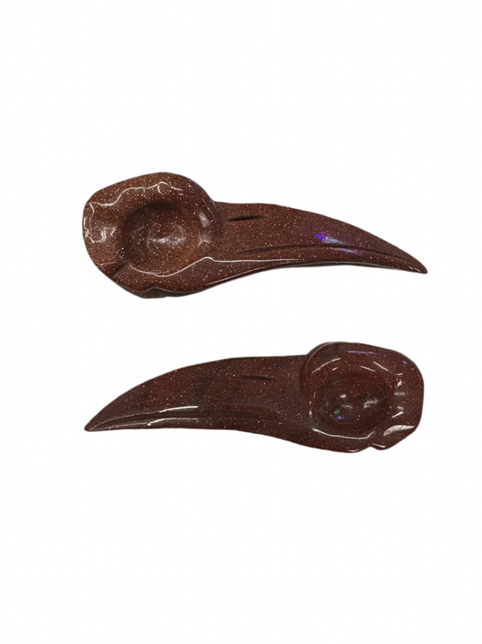 Crystal Raven Skull Carving