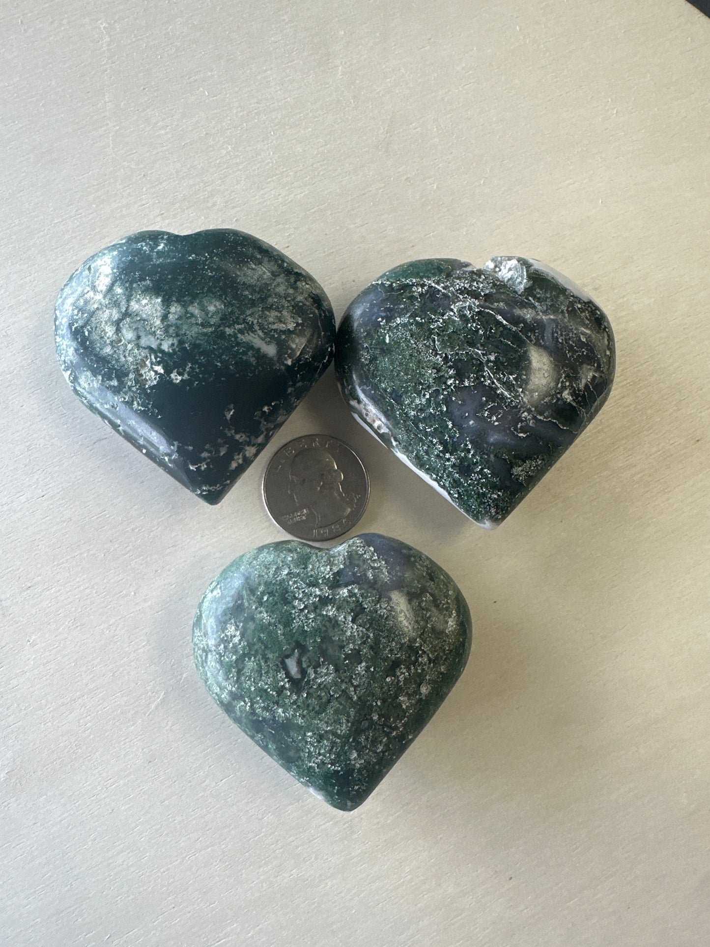 Moss Agate Hearts