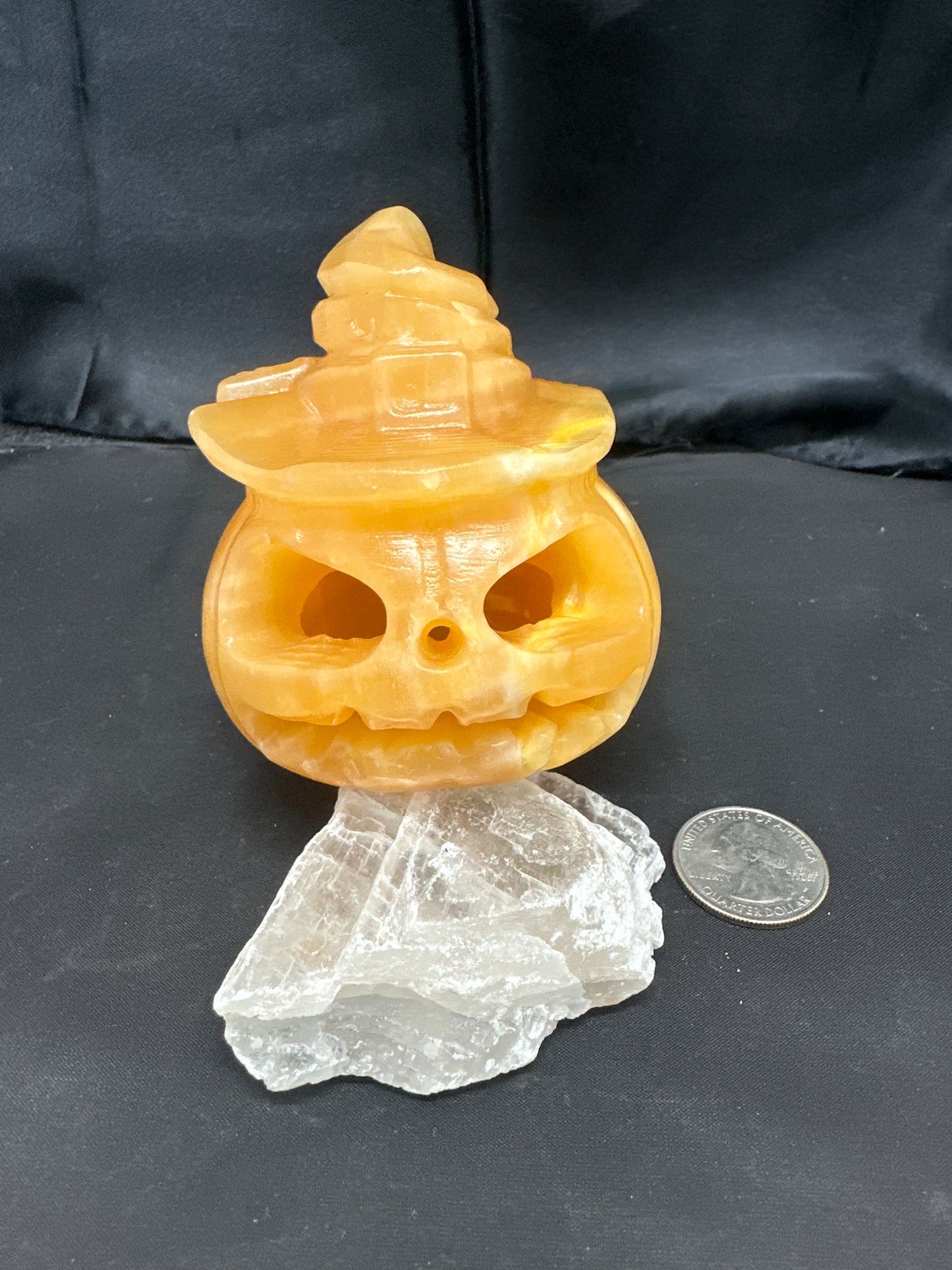 Jack O Lantern Orange Calcite Carving
