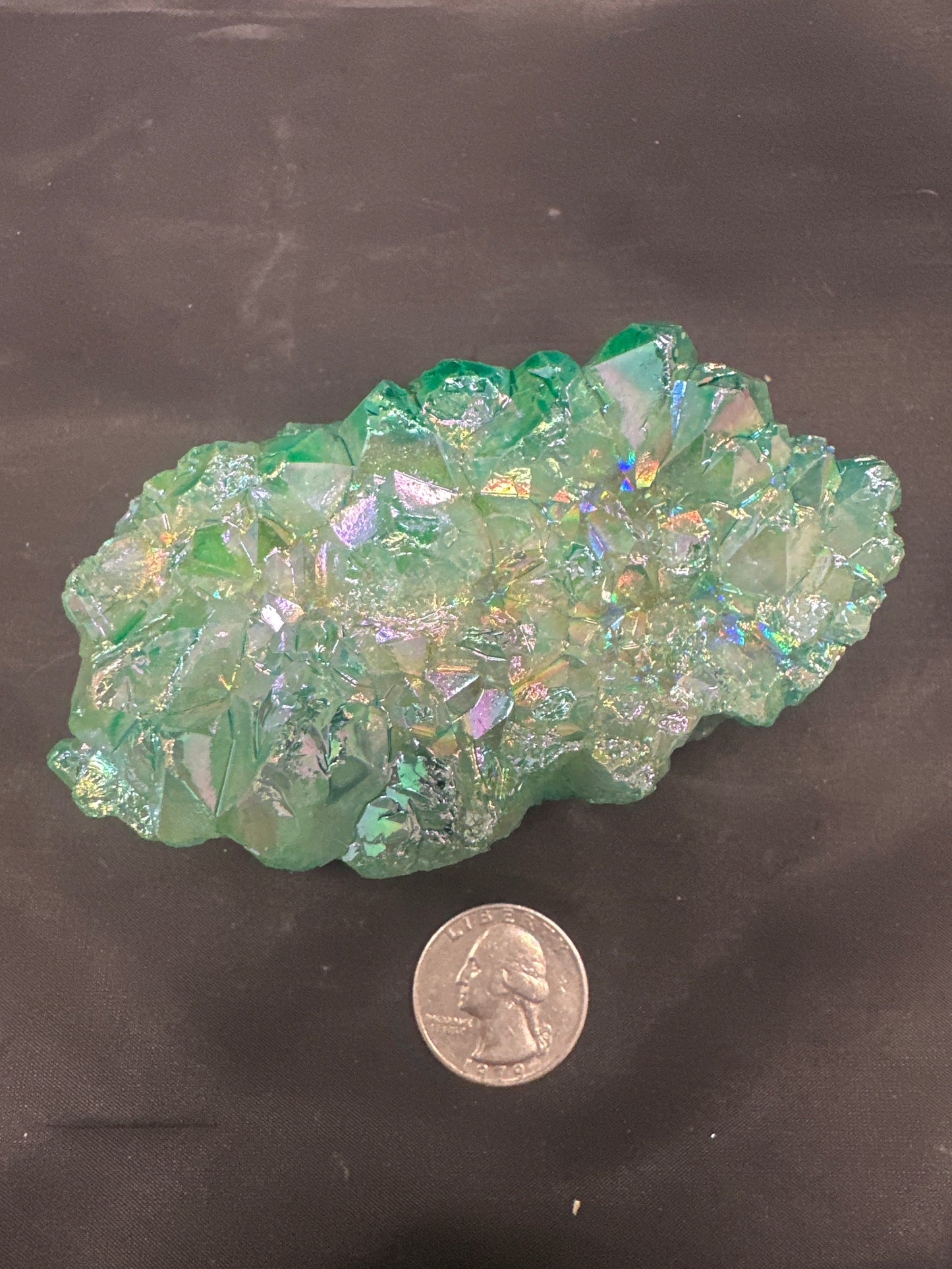 Aqua Apple Aura Quartz Cluster