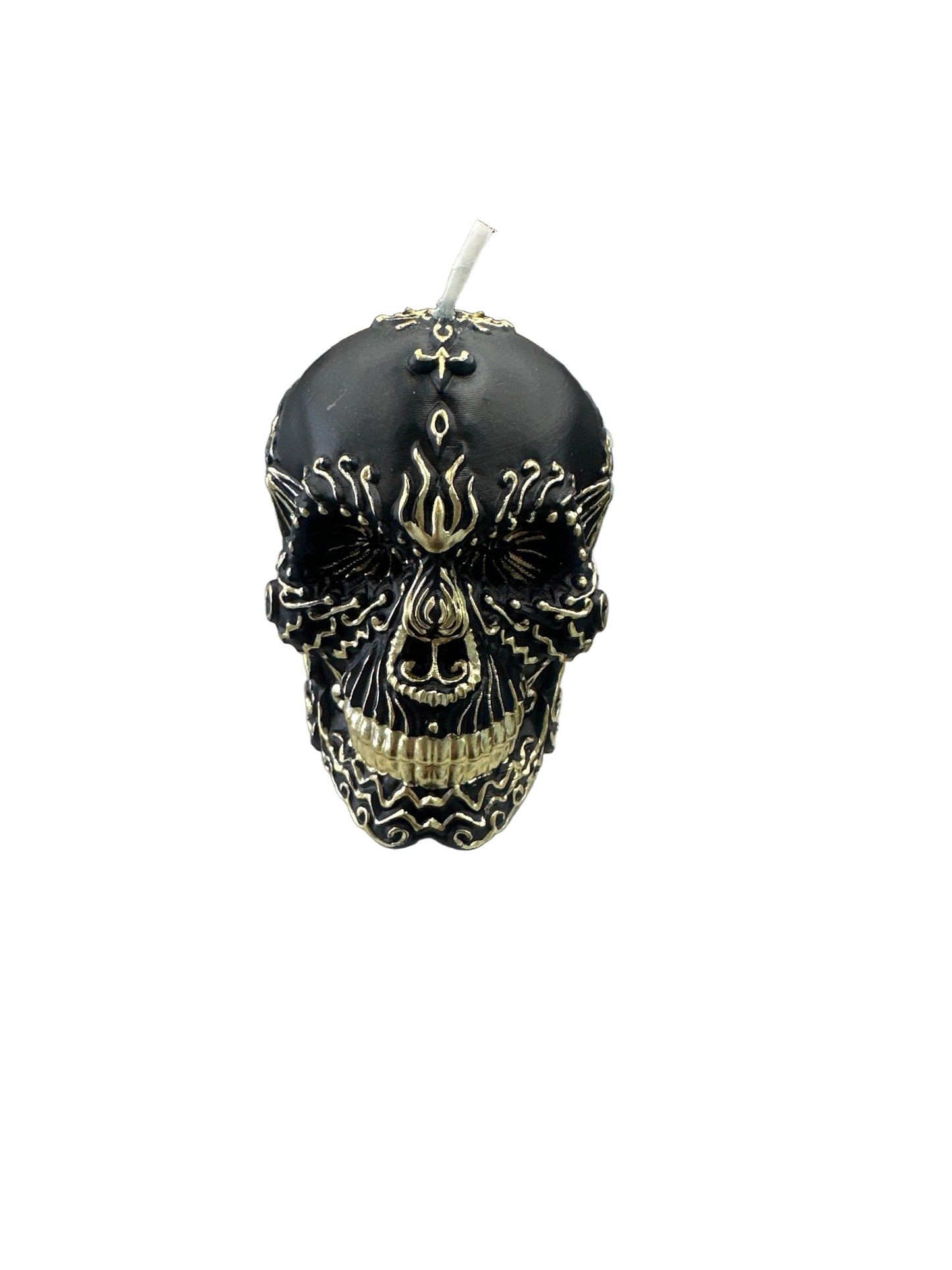 Gold & Black Sugar Skull Candle