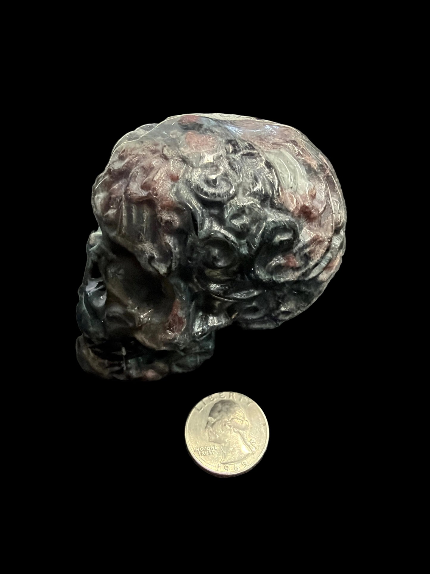 Garnet in matrix crystal skull
