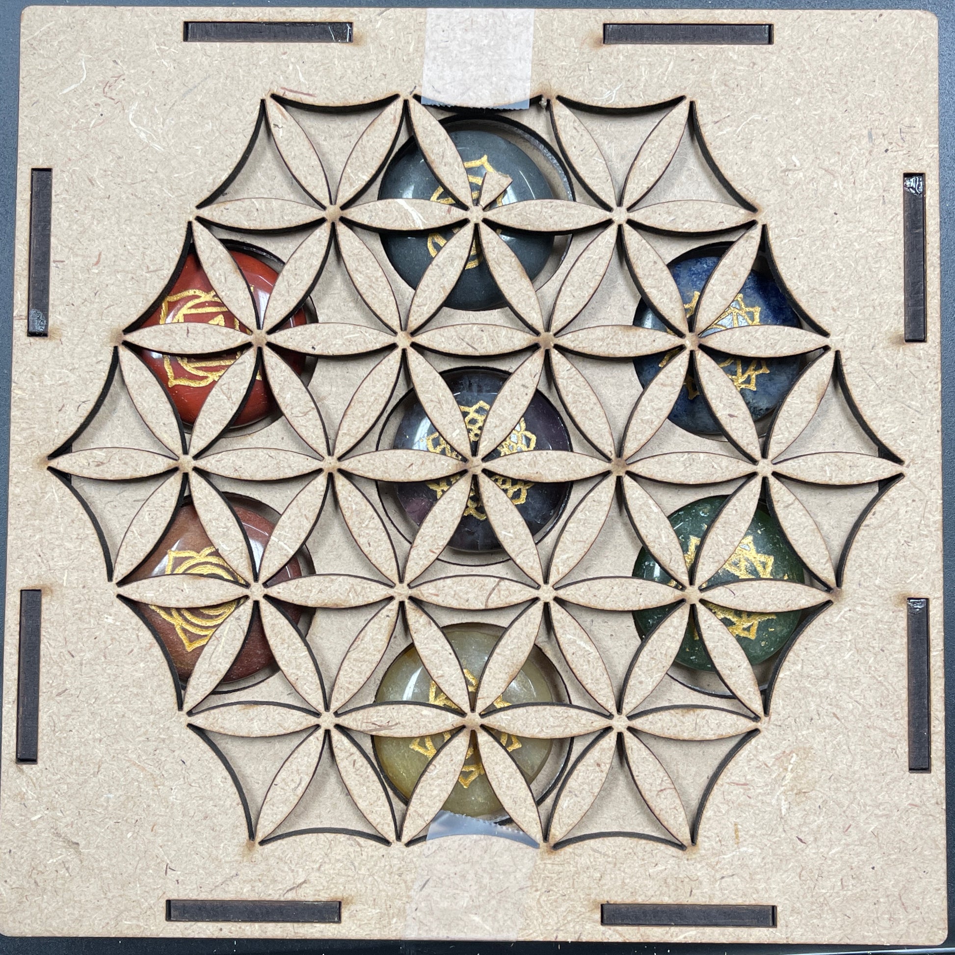 Flower of life hexagon chakra set (round stones)