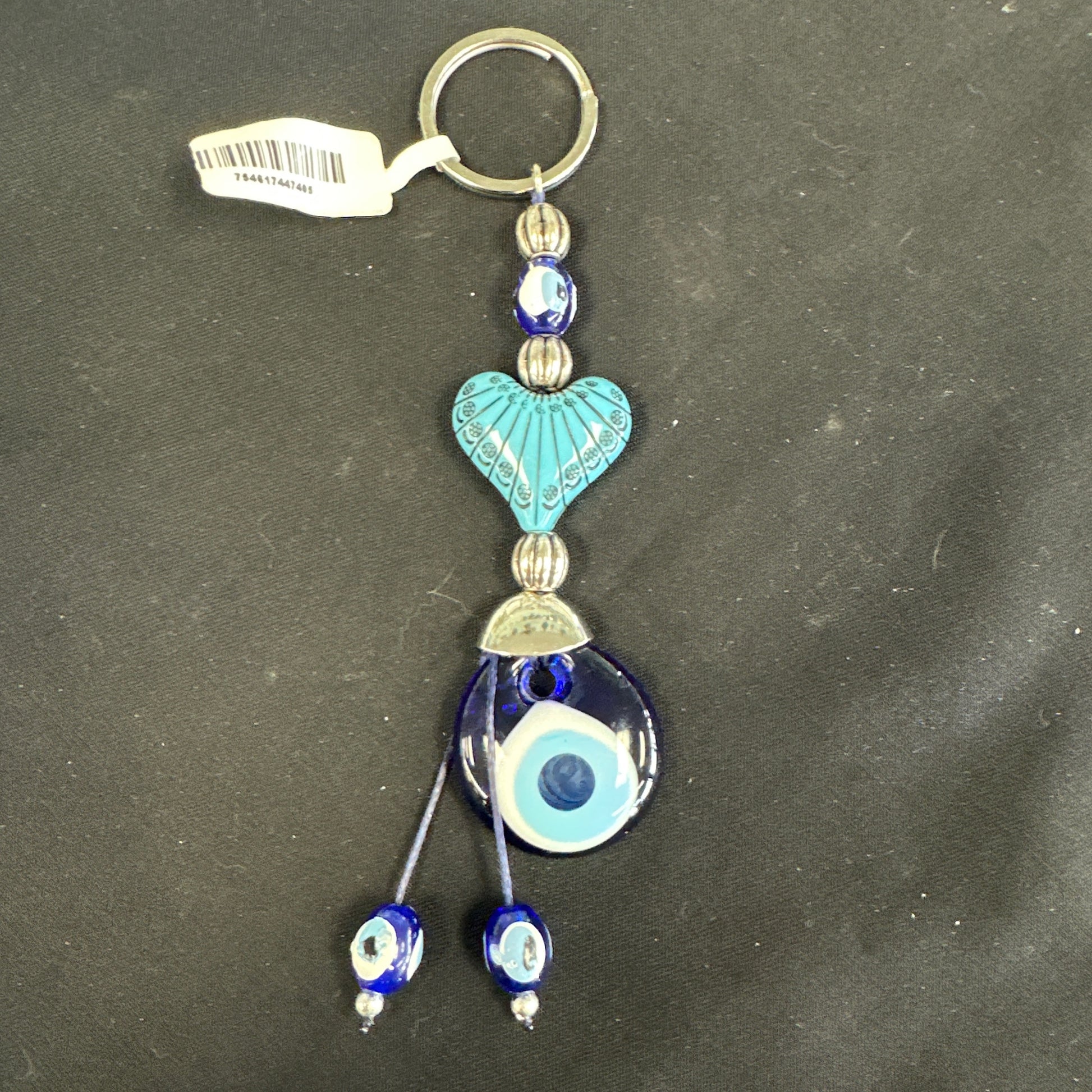 Evil Eye Keychain Puffed Heart