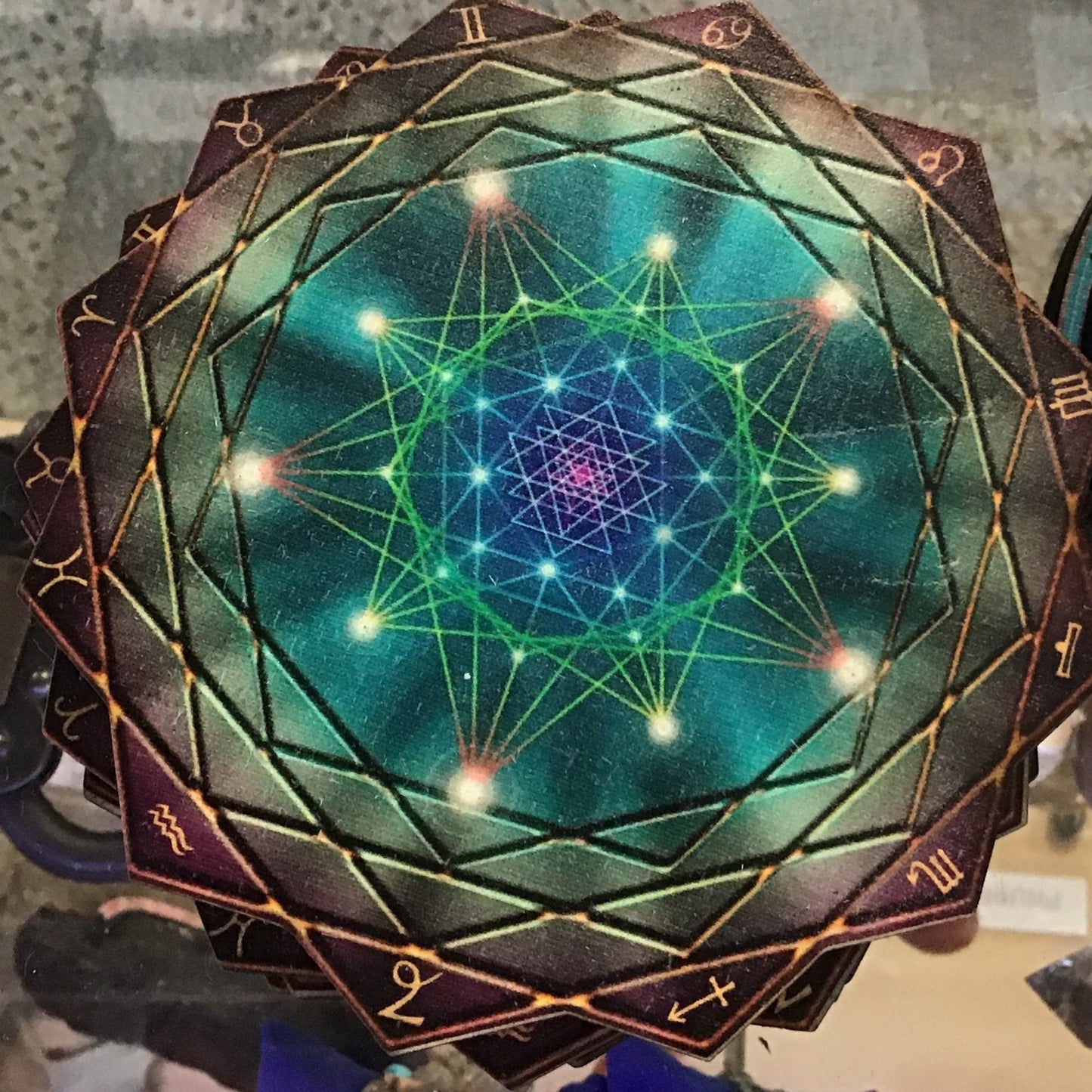 Crystal Grid On Wood