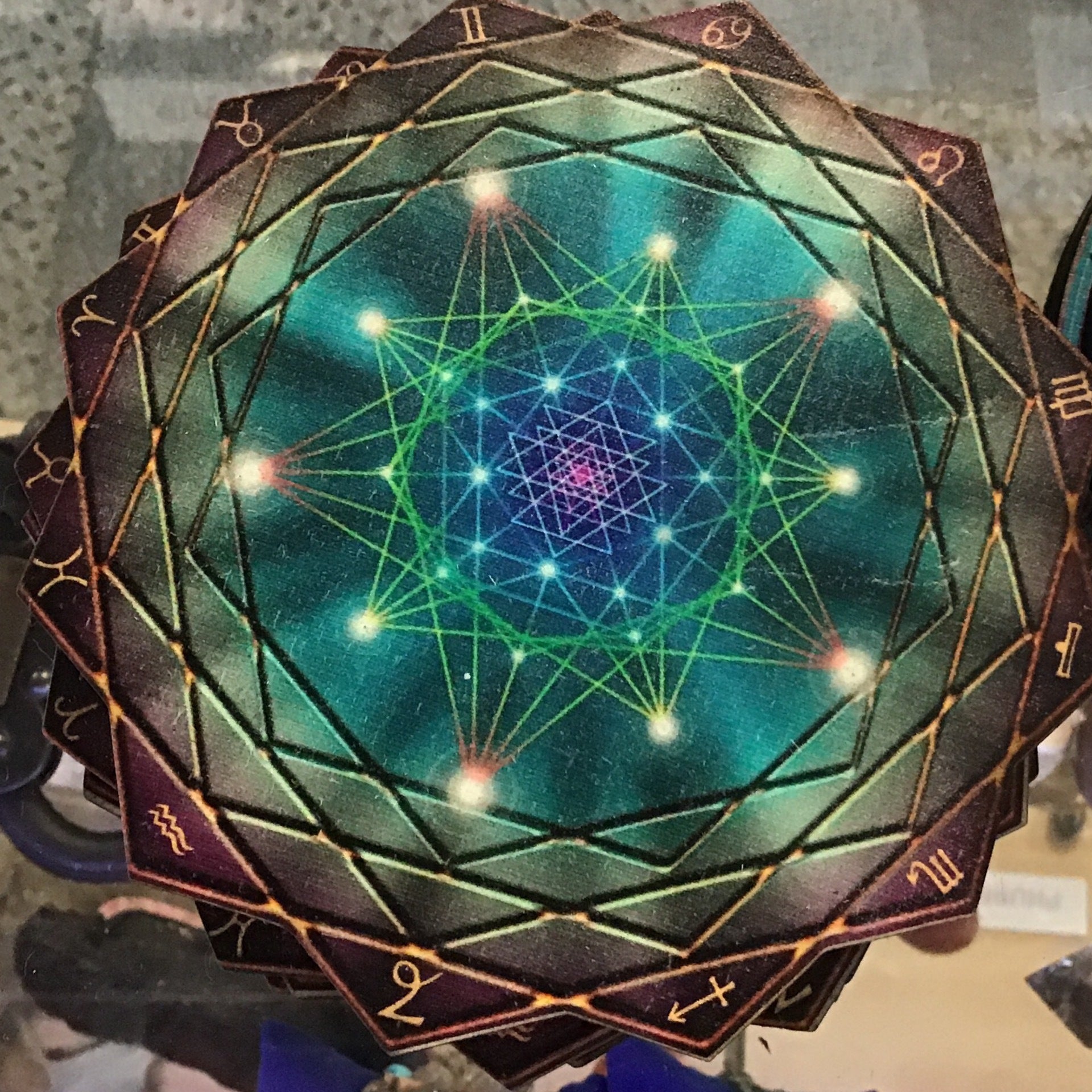 Crystal Grid On Wood