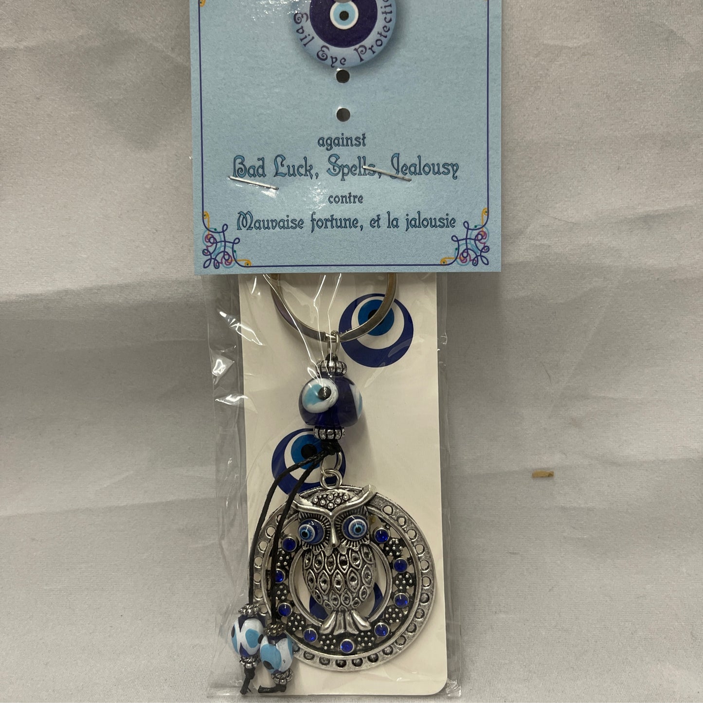 Moon Owl Evil Eye Keychain