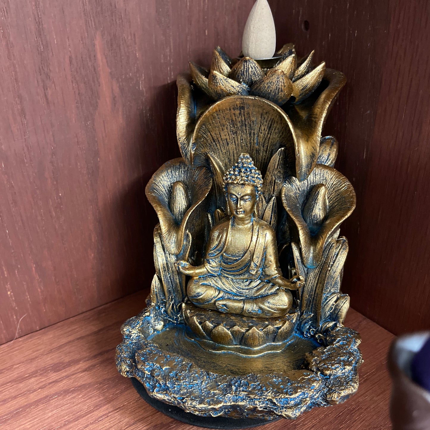 Buddha Lotus backflow burner gold