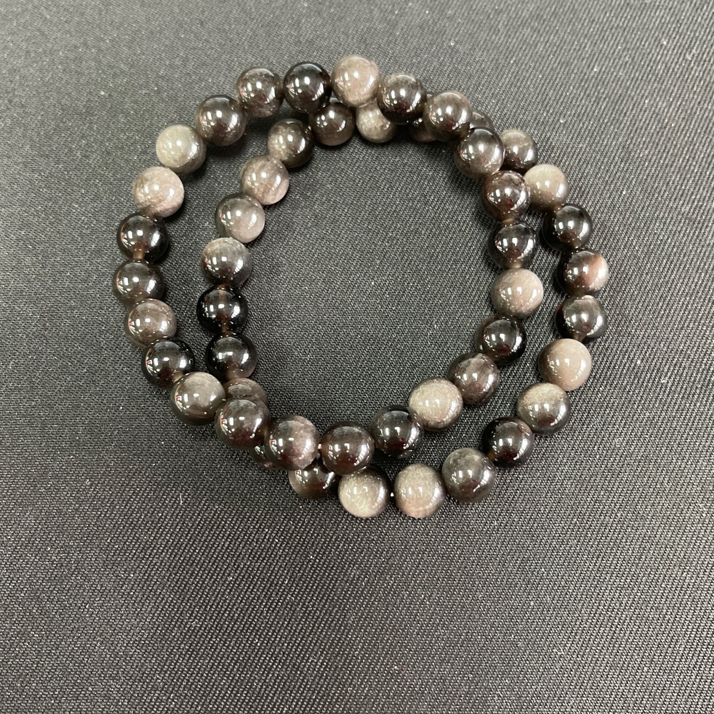 Silver sheen obsidian bracelet