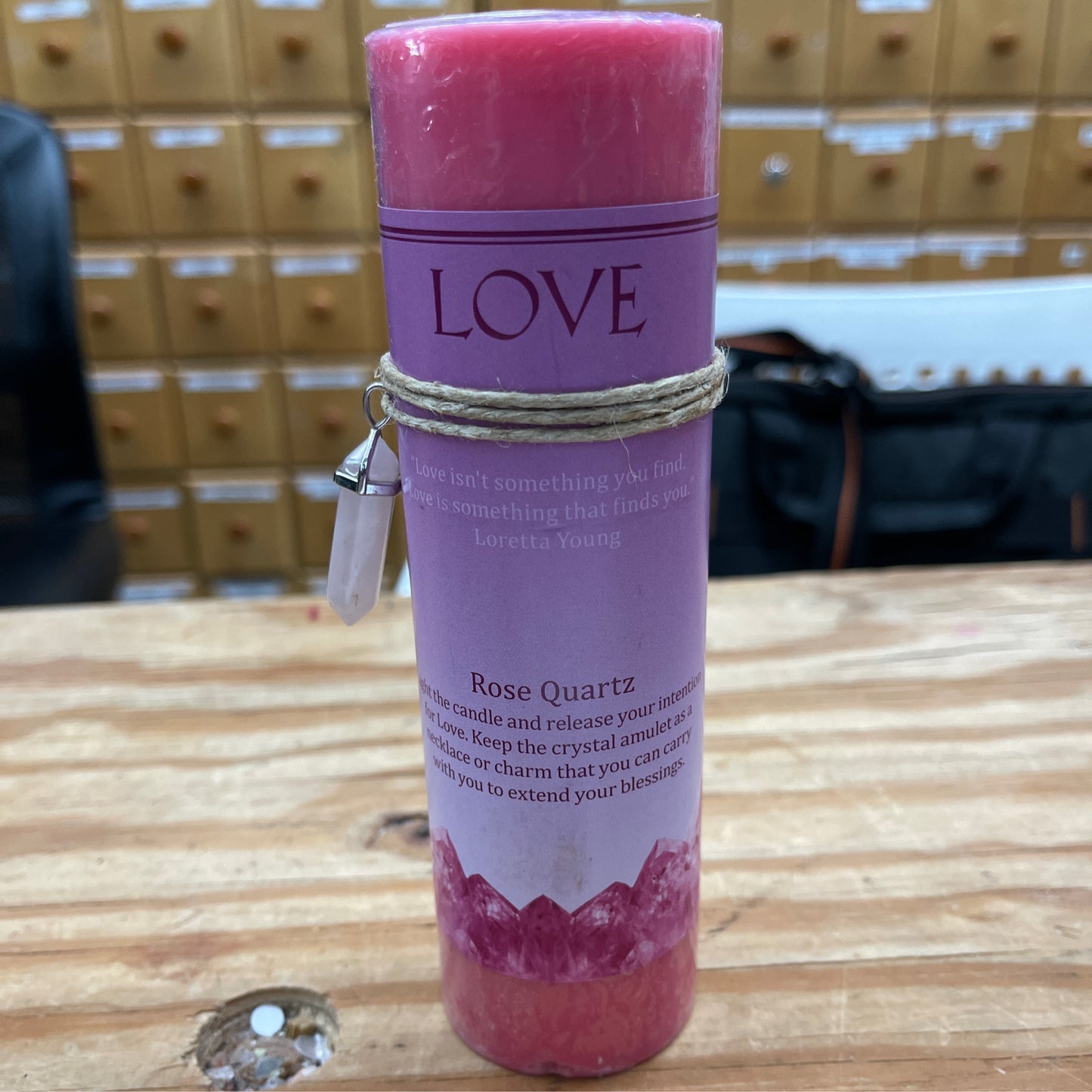 Crystal Energy Candle Love Rose Quartz - Pink Candle