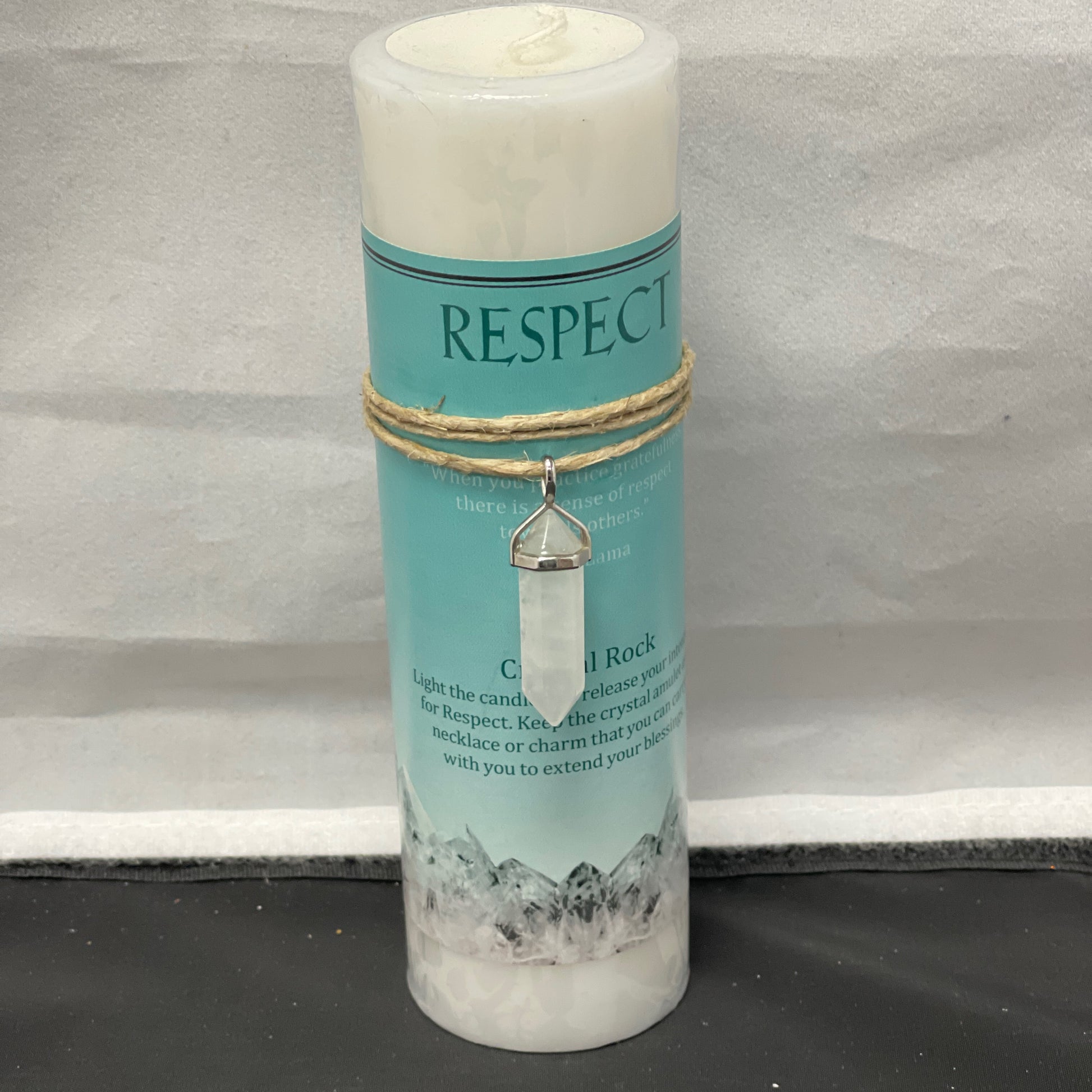 Crystal Energy Candle Respect Clear Crystal Rock