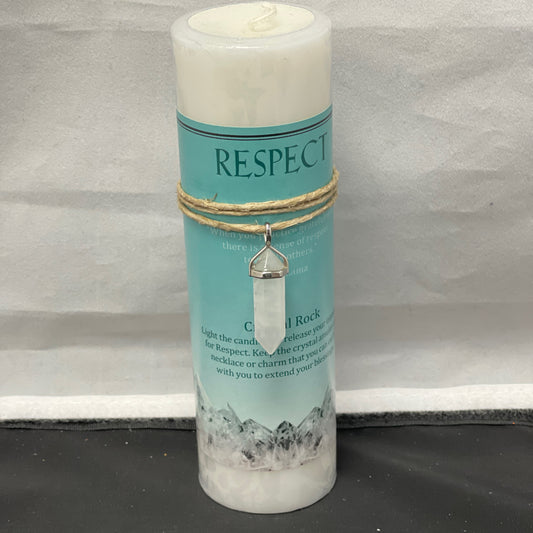 Crystal Energy Candle Respect Clear Crystal Rock