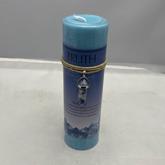 Crystal Energy Candle Truth Sodalite - Light Blue