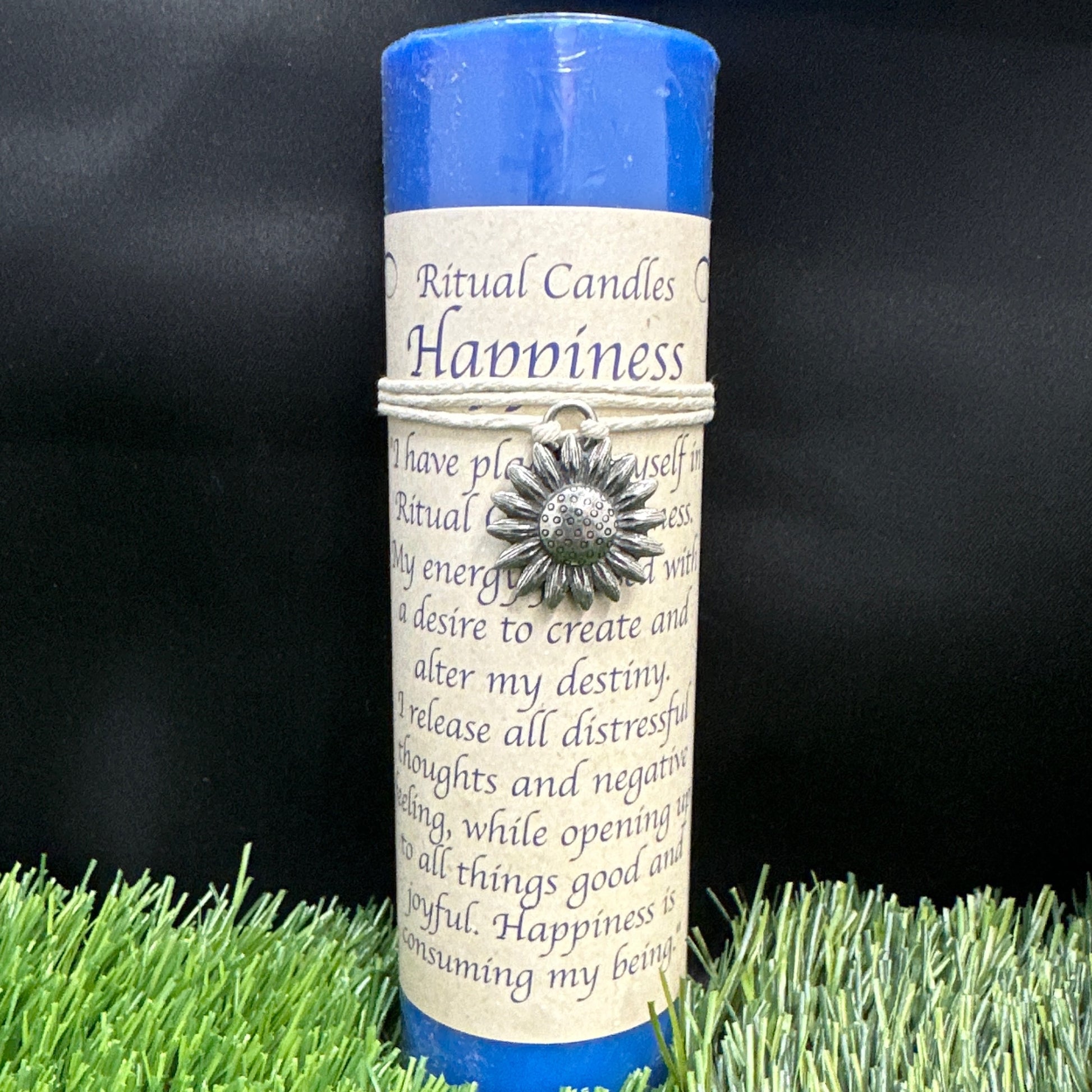 Ritual Candle Happiness Scented Candle / Pewter Pendant