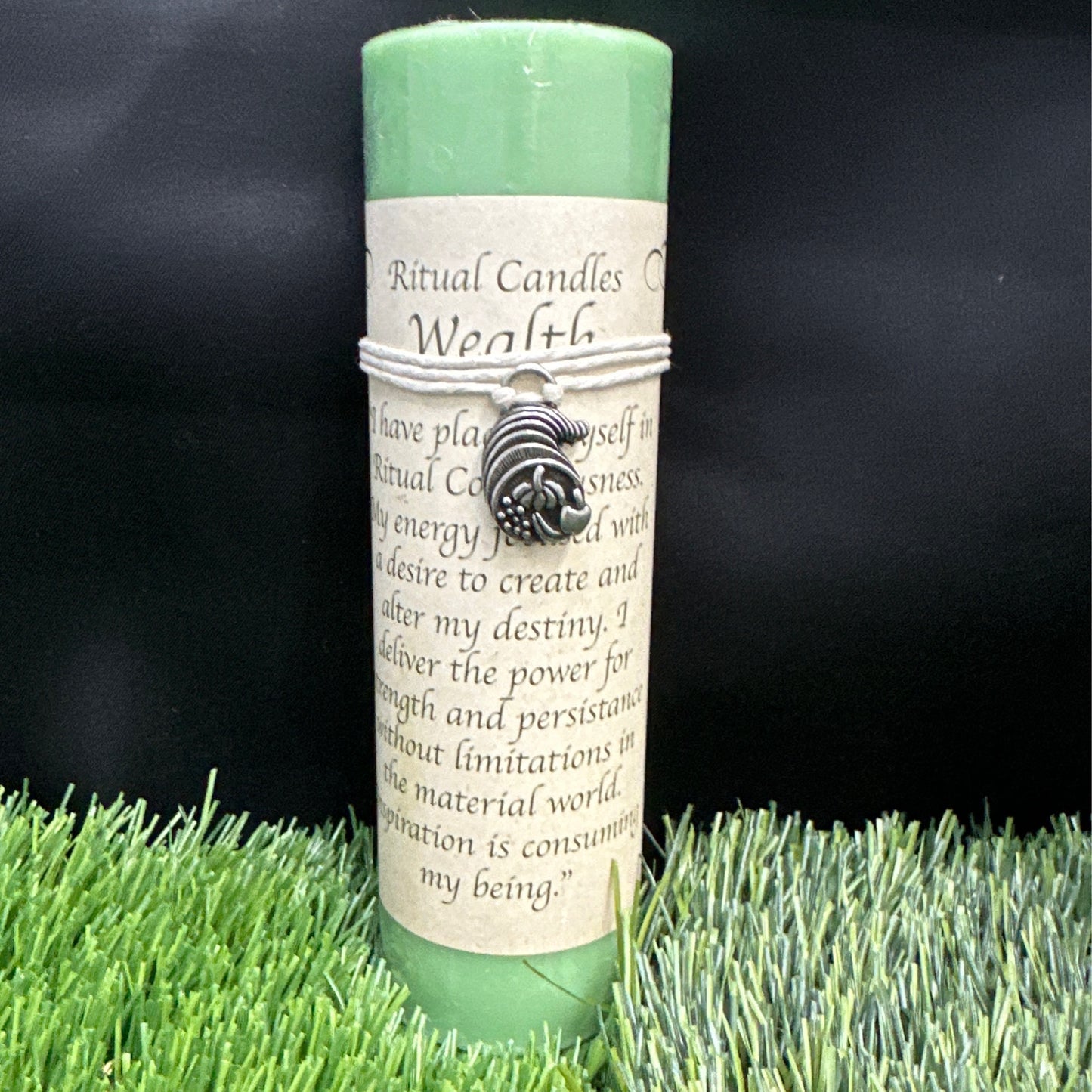 Ritual Candle Wealth Scented Candle / Pewter Pendant