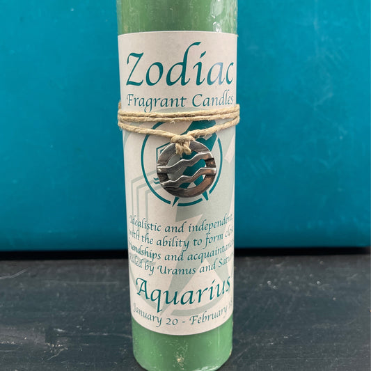 Zodiac Candle Aquarius Scented Candle / Pewter Pendant