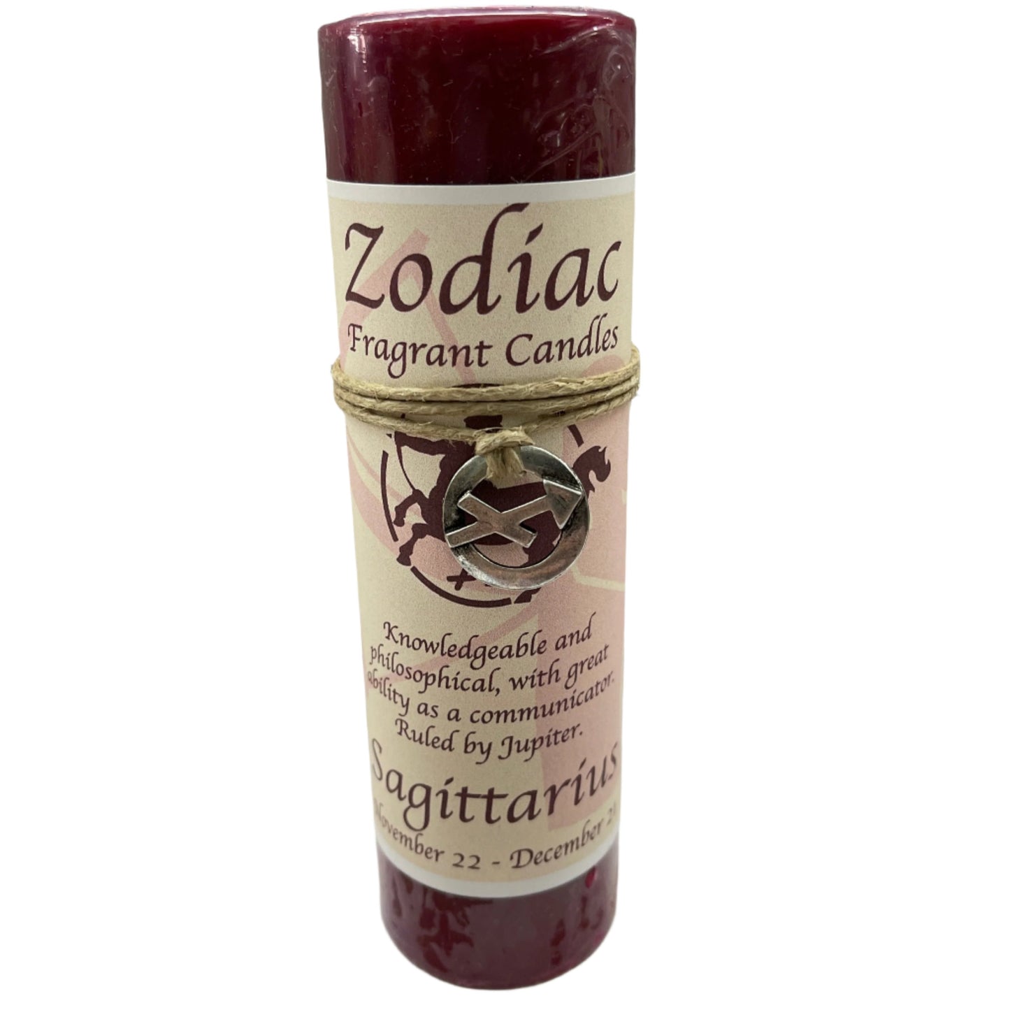 Zodiac Candle Sagittarius Scented Candle / Pewter Pendant