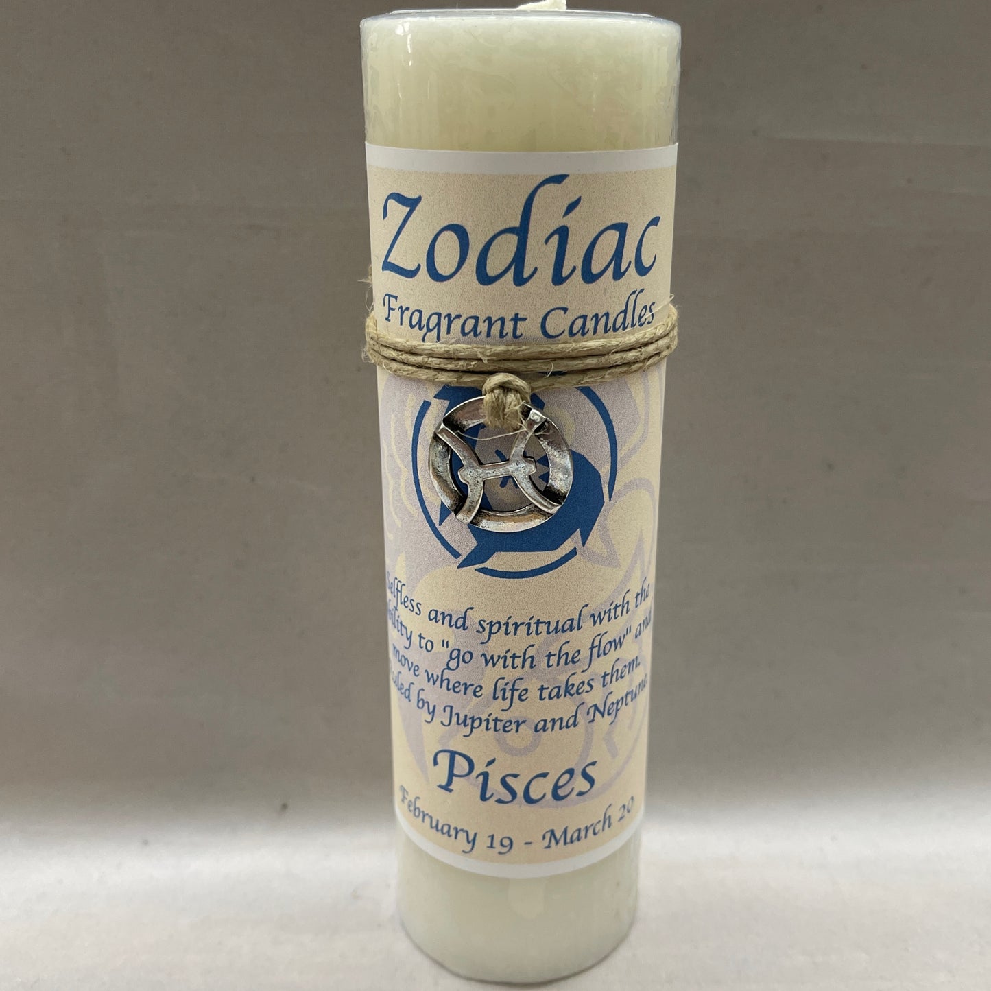 Zodiac Candle Pisces Scented Candle / Pewter Pendant